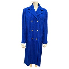 Chanel Cruise 2019 La Pausa Collection royal blue fantasy tweed runway coat