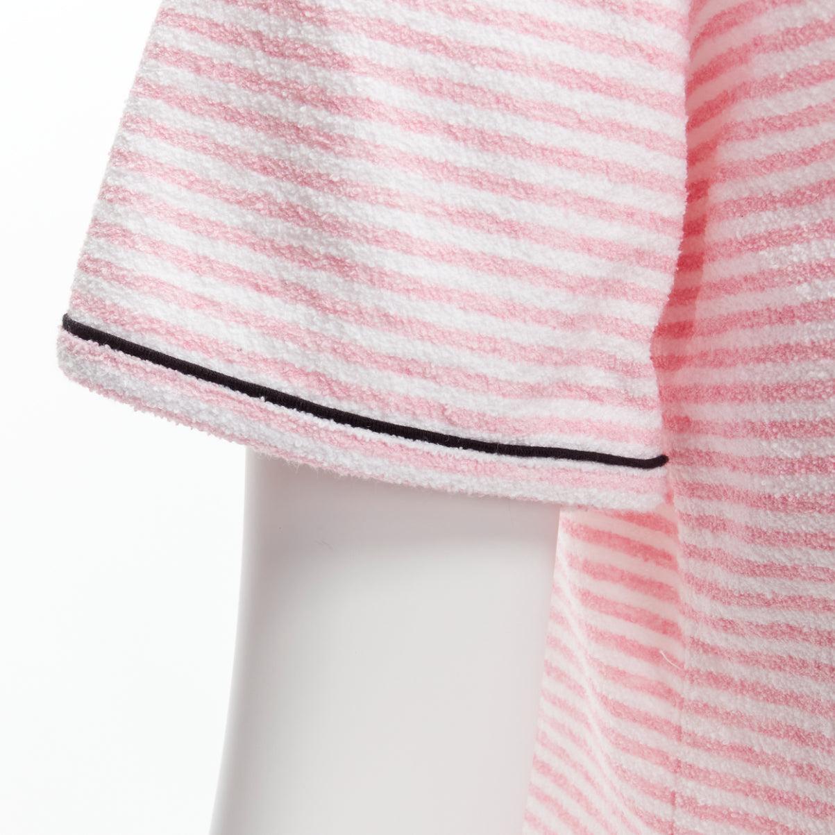 CHANEL Cruise 2019 La Pausa pink stripe terrycloth CC logo print tshirt FR36 S 3