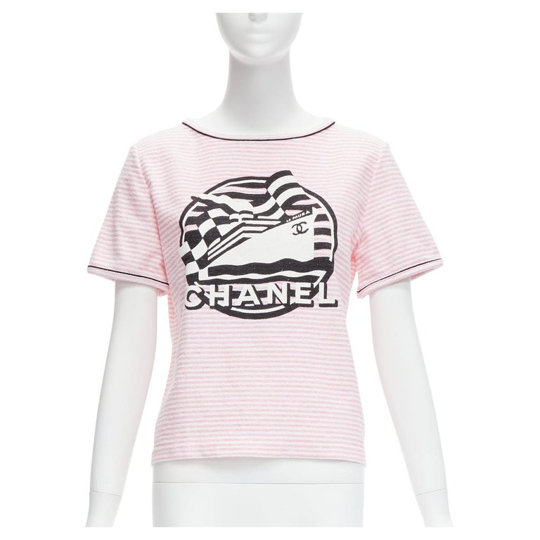 Chanel Striped T-shirt Tops Black #38 Auction