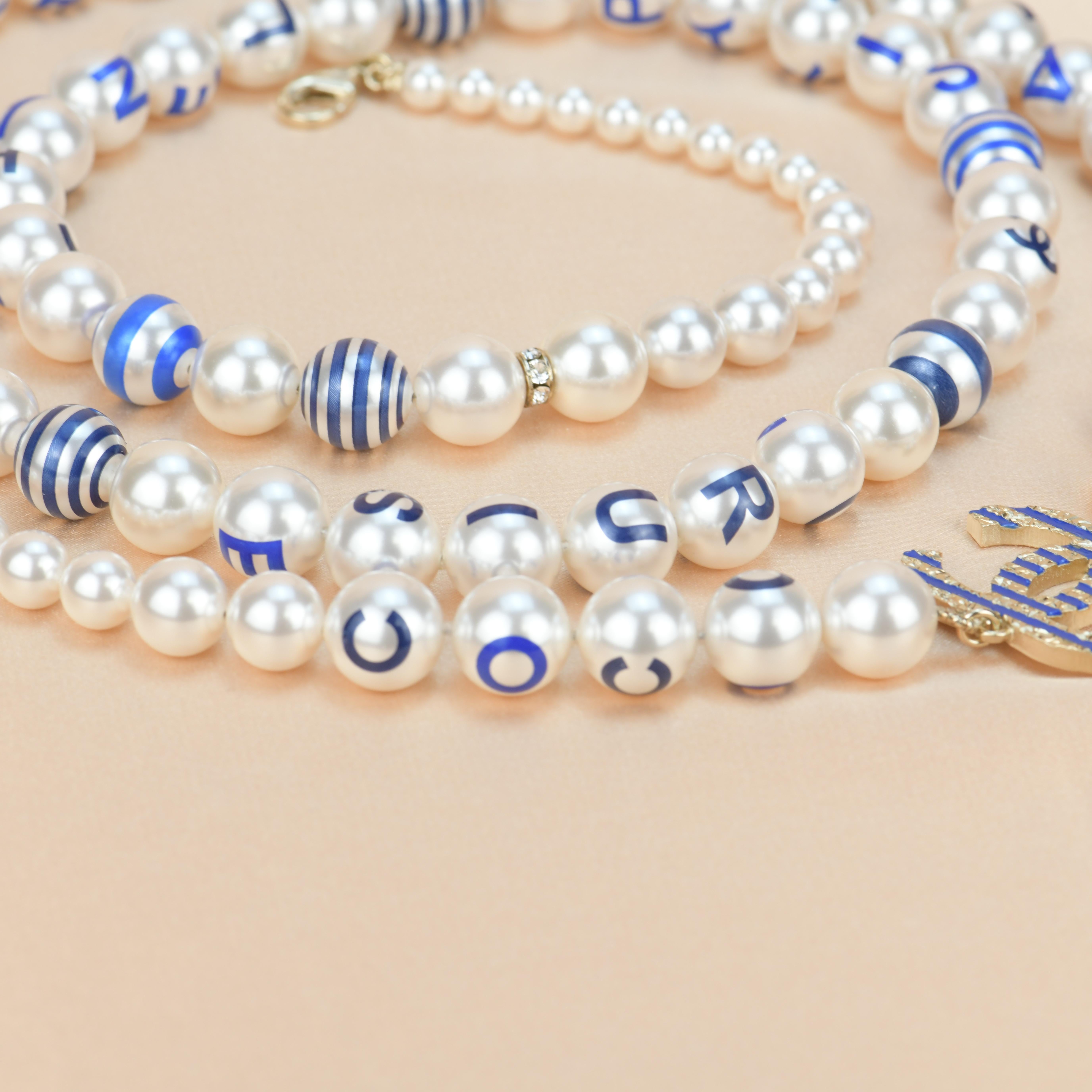 Chanel Cruise 2019 Painted Pearl Coco Logo Necklace 6