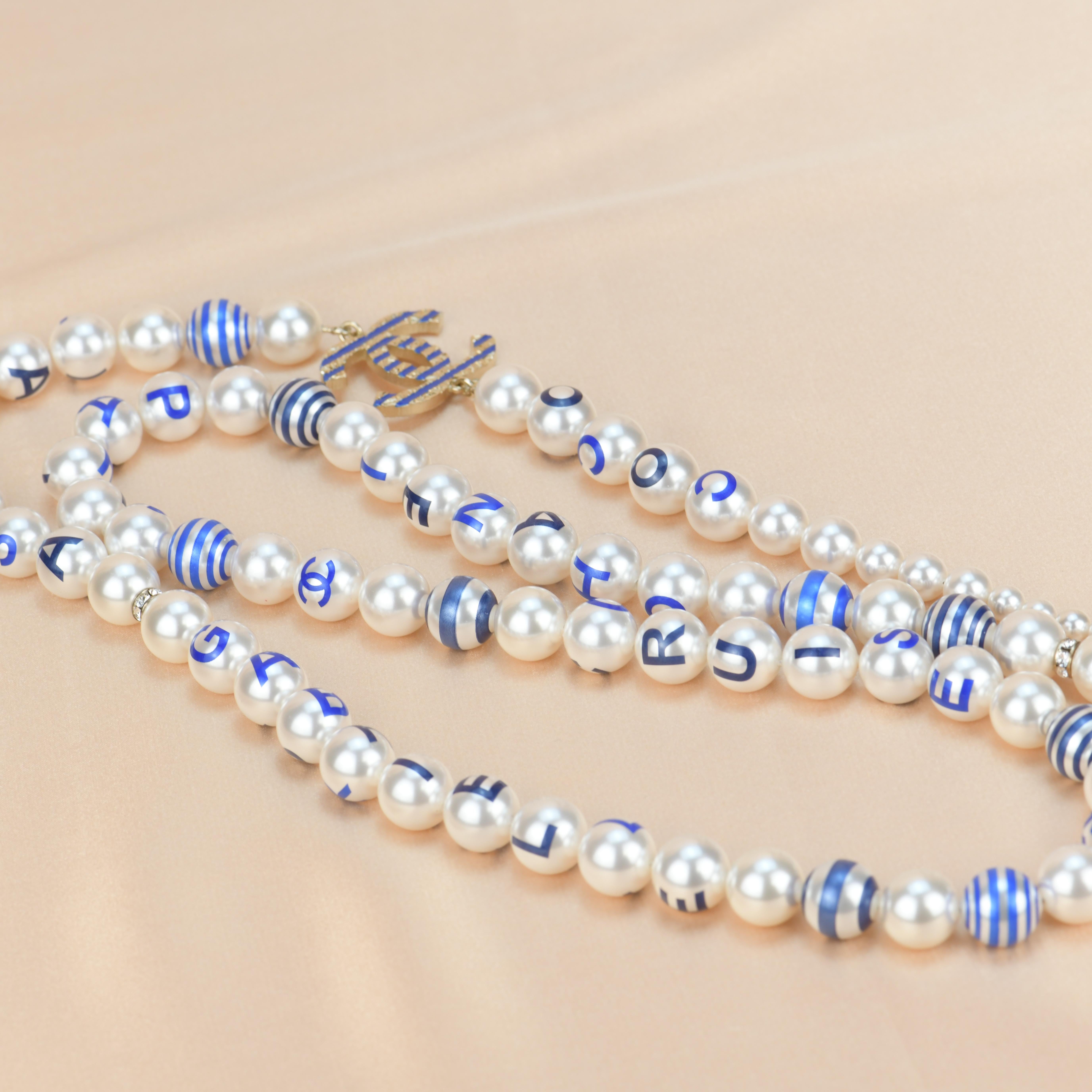 Chanel Cruise 2019 Painted Pearl Coco Logo Necklace 10