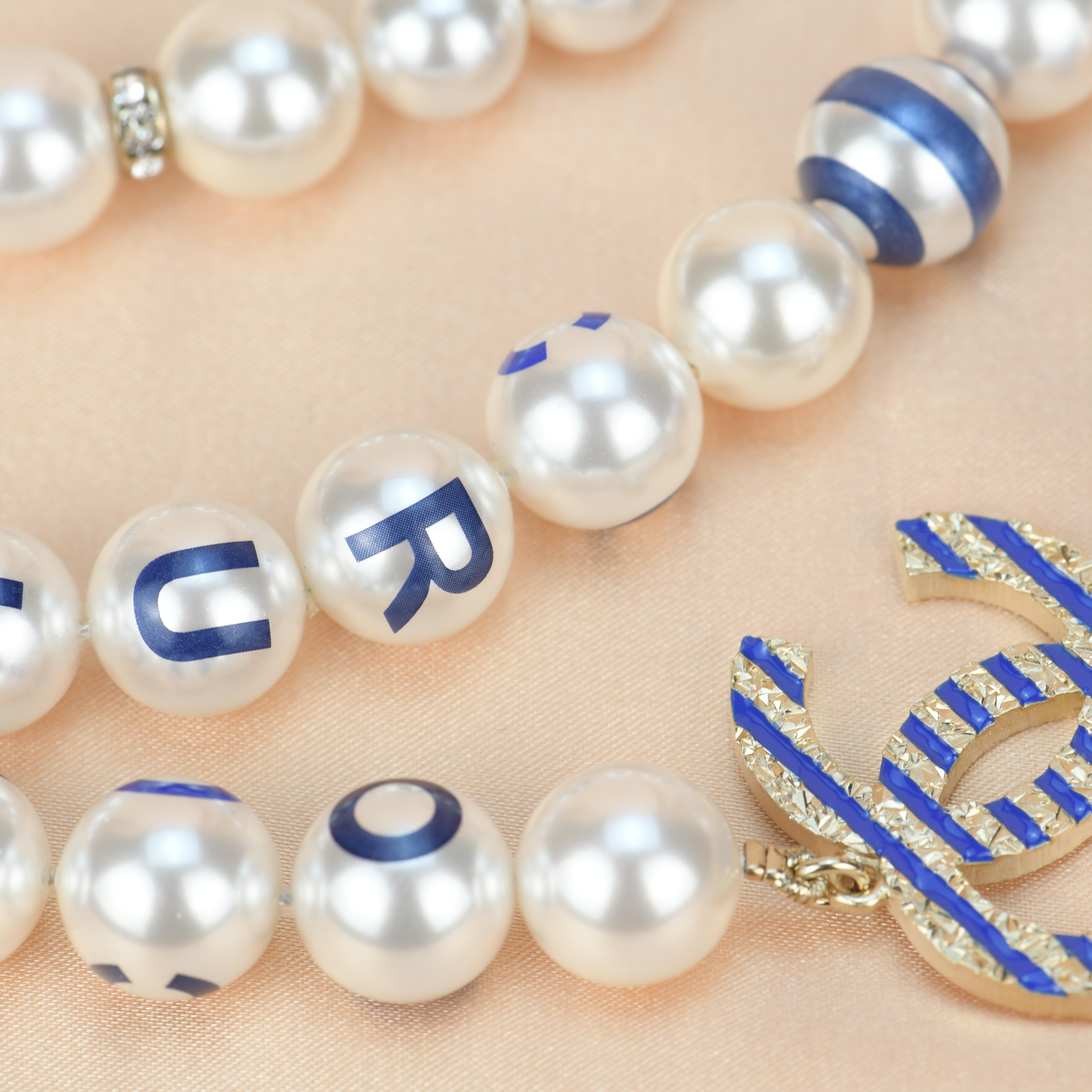 Chanel Cruise 2019 Painted Pearl Coco Logo Necklace 2