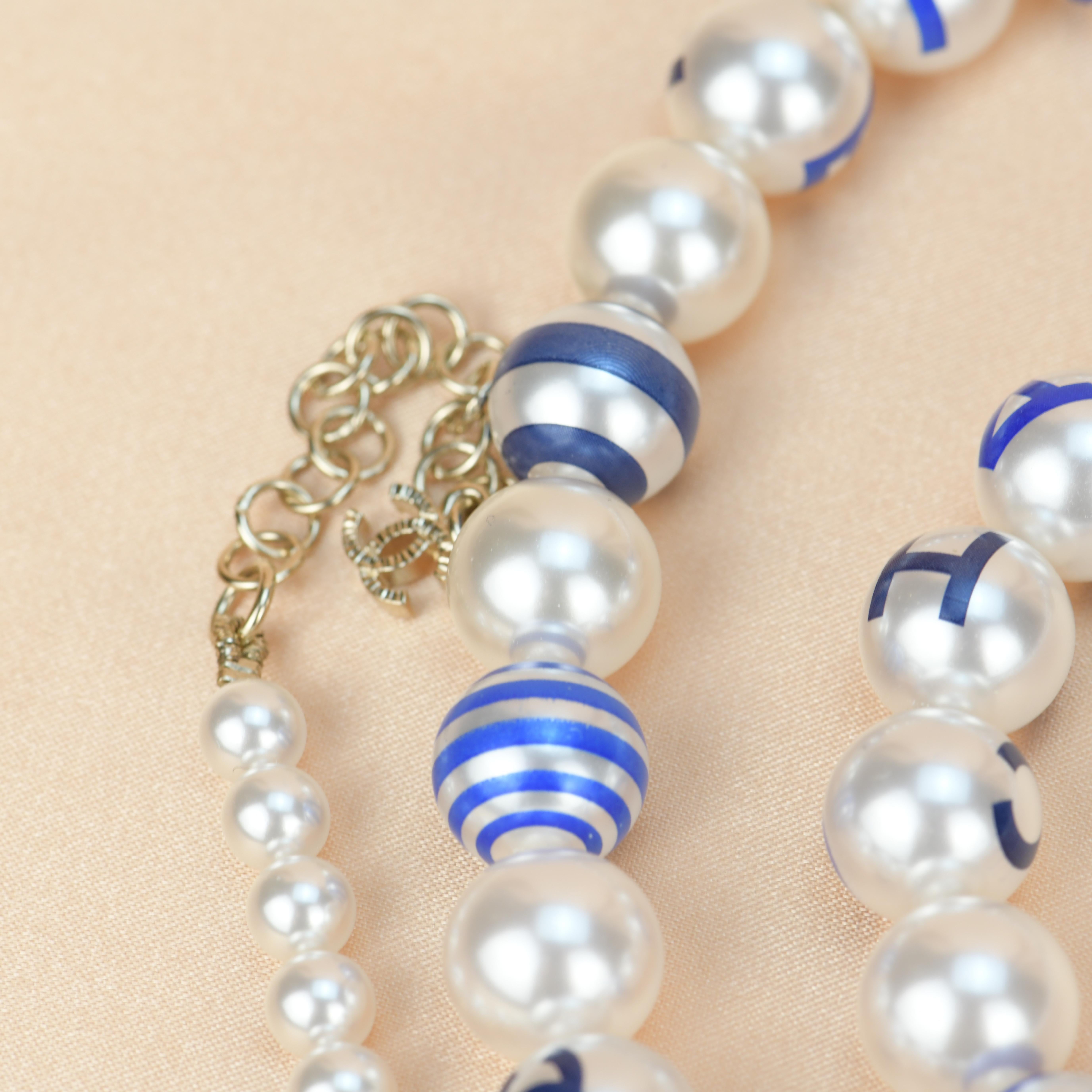 Chanel Cruise 2019 Painted Pearl Coco Logo Necklace 4