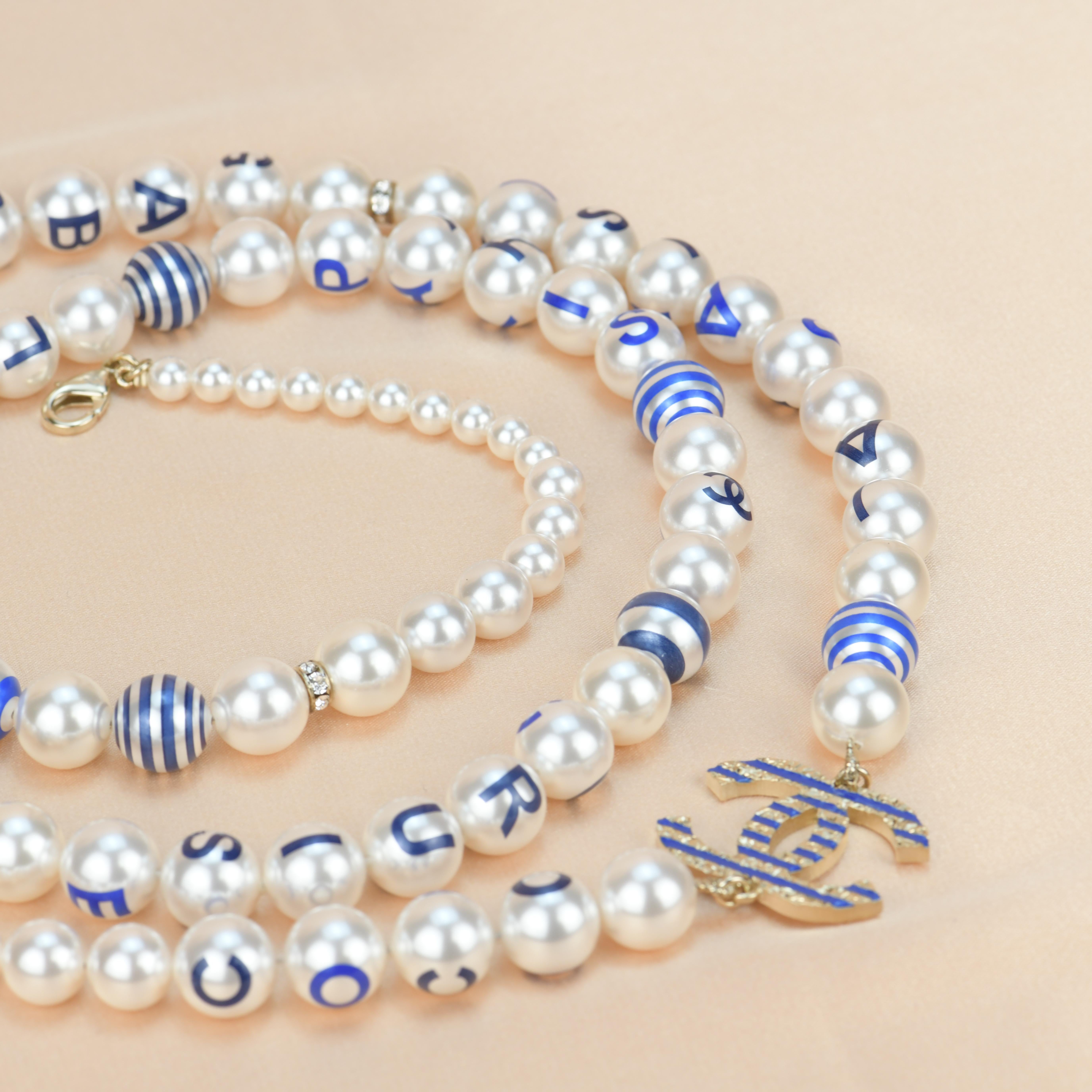 Chanel Cruise 2019 Painted Pearl Coco Logo Necklace 5