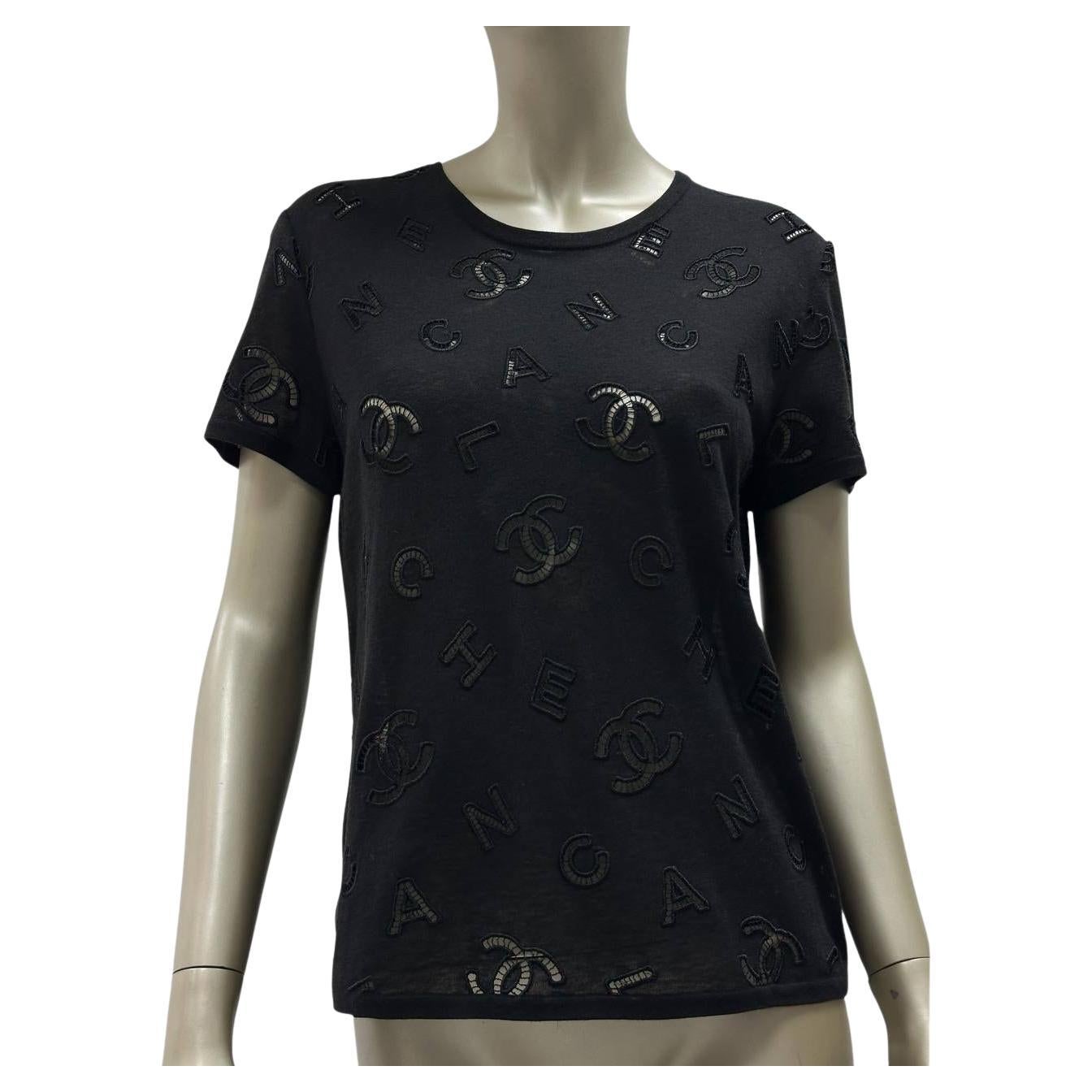 Chanel Cruise 2020 - Maglietta stampata nera - Taglia 38