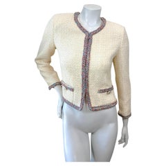 Chanel Cruise 2020 Runway Ivory Tweed Jacket Look 74 Size 36