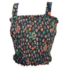 Top Chanel Cruise 2021 con stampa Gripoix multicolore