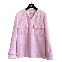 Chanel Cruise 2021 Pink Fantasy Tweed CC Logo 21C Jacket