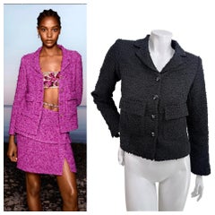 Chanel Cruise 2021 Runway Black Bouclé Tweed Jacket, Look 13 Colorway Variation
