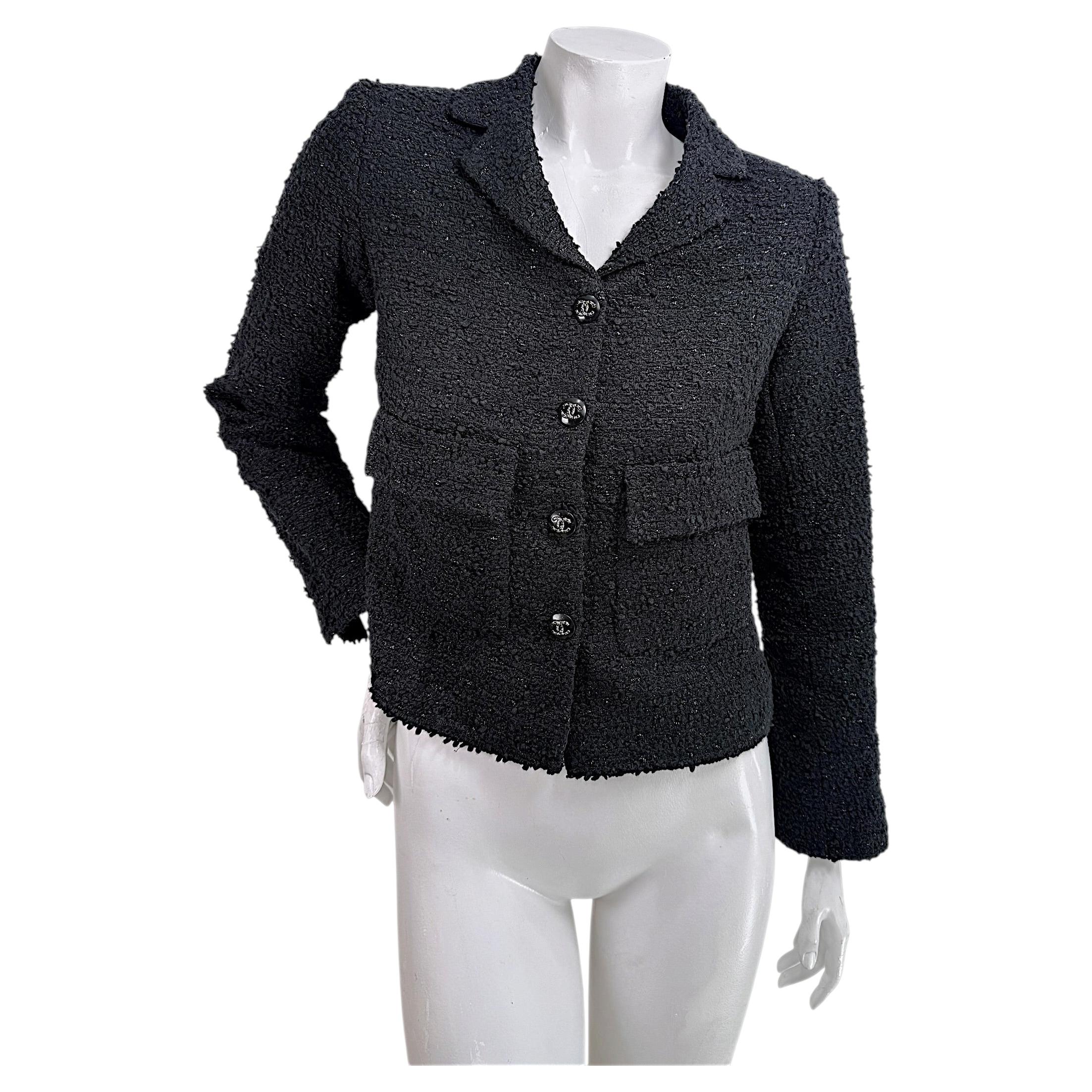 Chanel Cruise 2021 Runway Black Bouclé Tweed Jacket, Look 13 Colorway Variation
