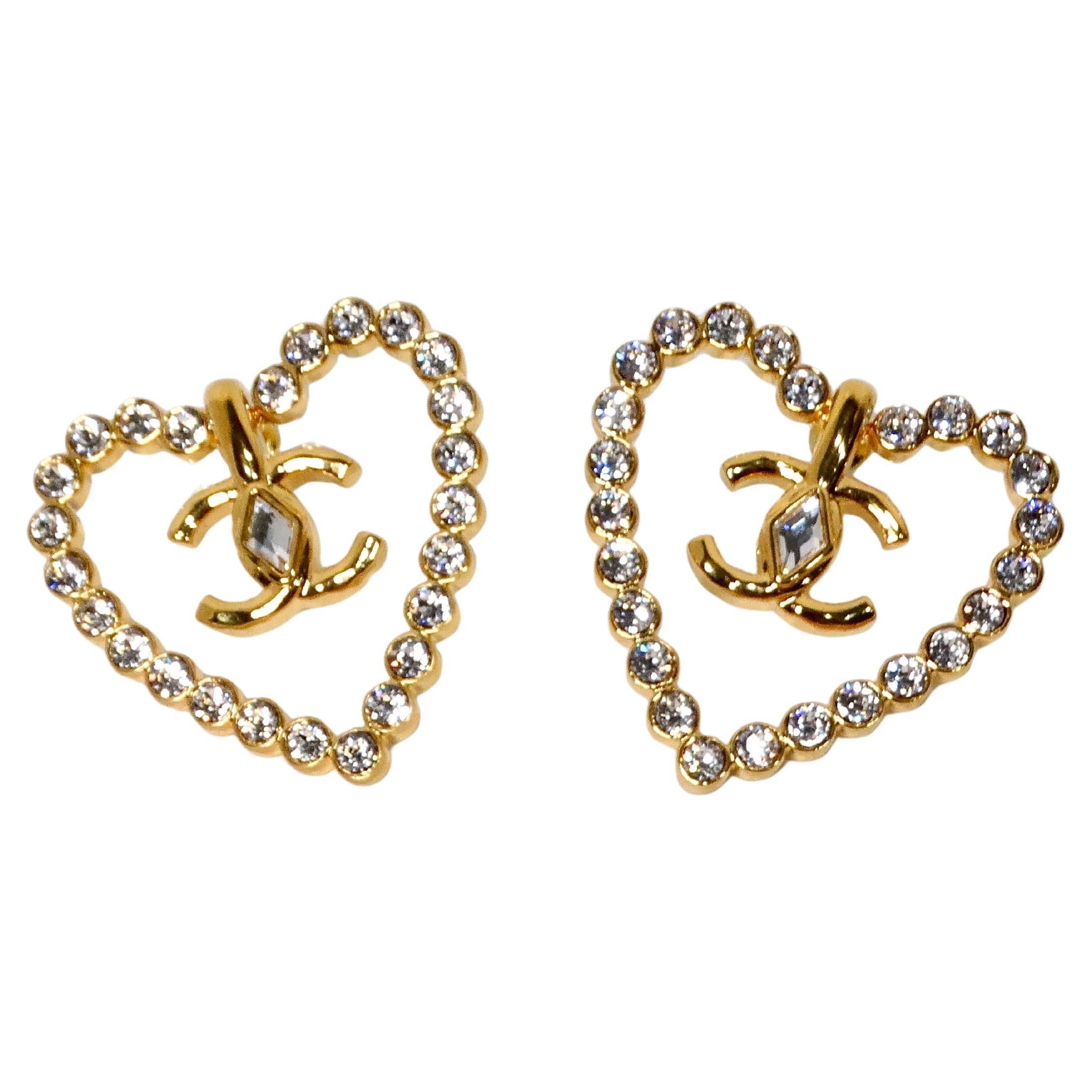 Chanel Cruise 2022/23 Crystal & Gold Plated CC Earrings