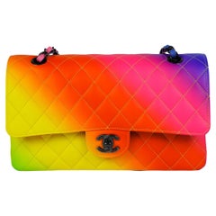 CHANEL CRUISE 2023 MEDIUM CLASSIC FLAP BAG RAINBOW Painted Lambskin Leather with
