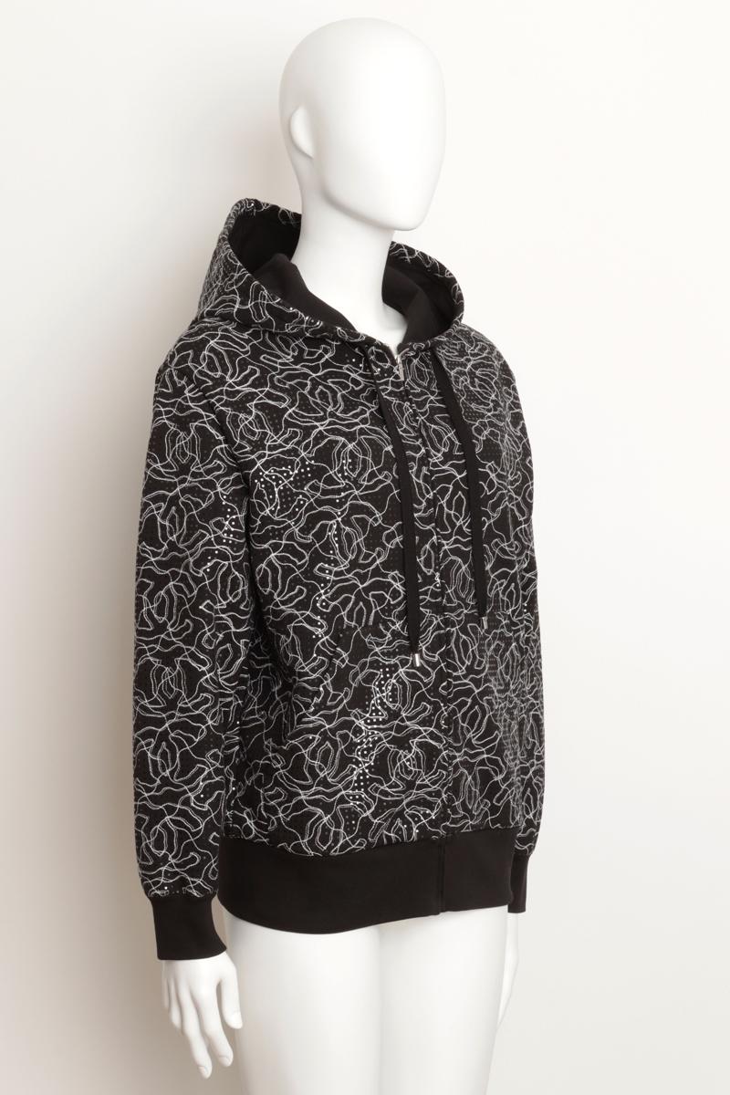 Noir Chanel Cruise 2024/2025 Double C Logo Iridescent Black Zip Up Hoodie Size 40 FR en vente