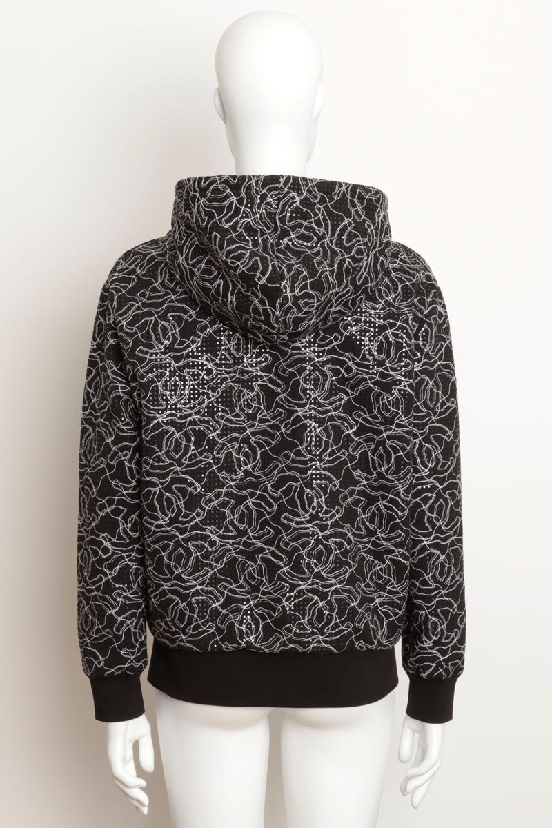 Chanel Cruise 2024/2025 Double C Logo Iridescent Black Zip Up Hoodie Size 40 FR Excellent état - En vente à London, GB