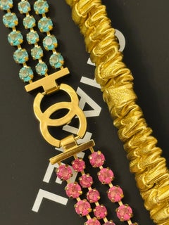 Chanel Cruise 2024 Paris Los Angeles multicolor crystals and gold Leather belt