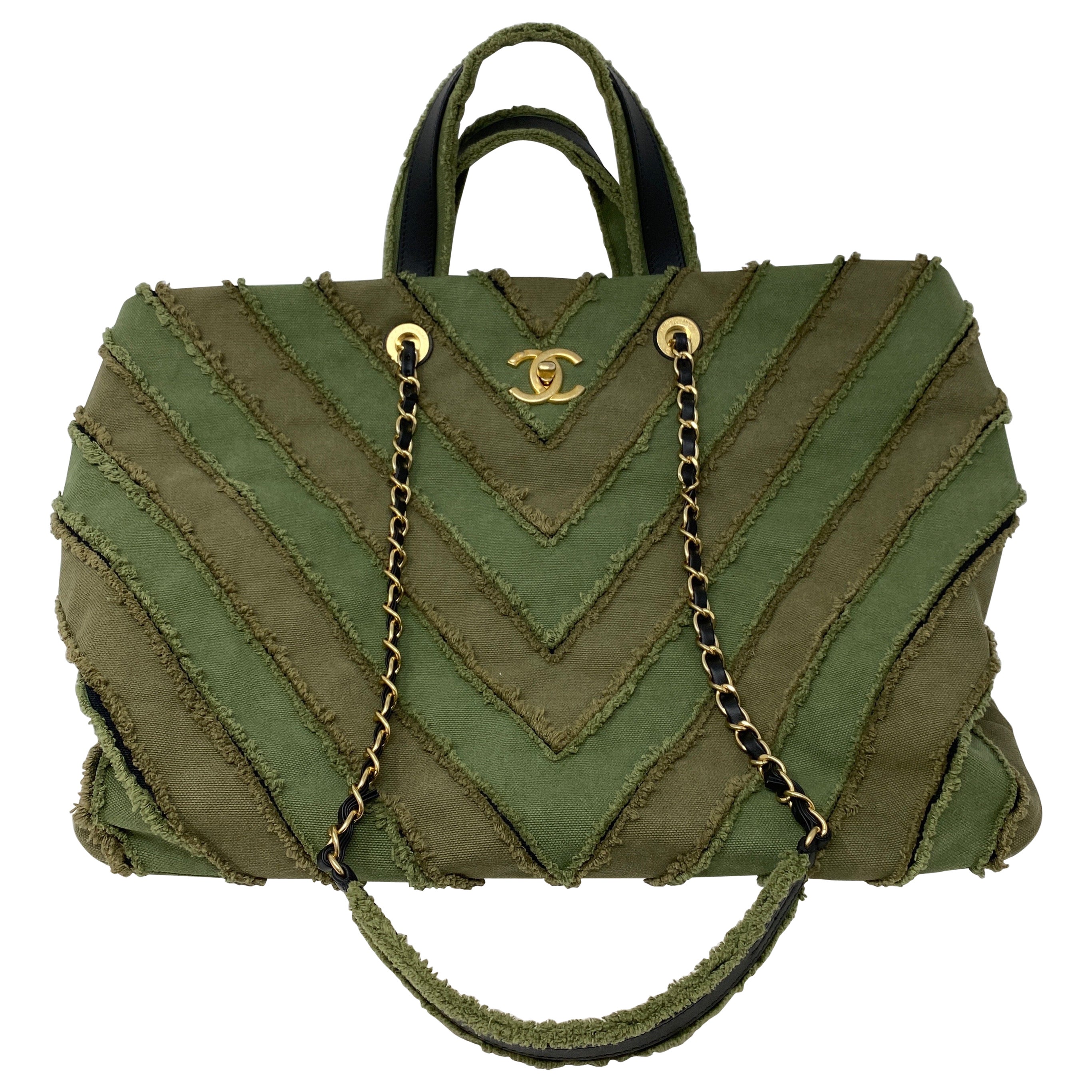 Chanel Cruise Canvas Patchwork Einkaufstasche