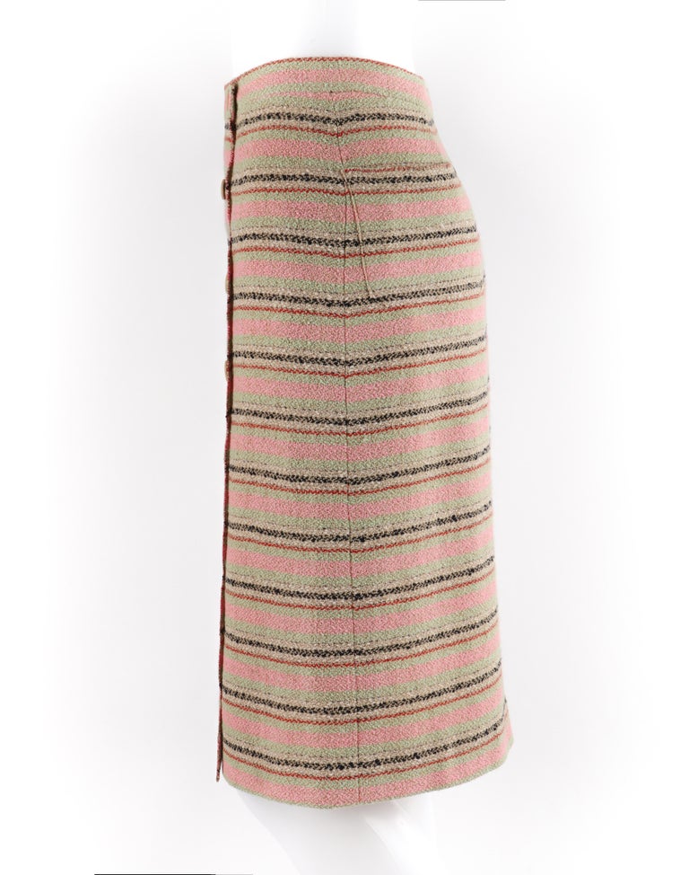 CHANEL Cruise Collection 2000 Multi-Color Stripe Wrap Button Up Skirt at  1stDibs