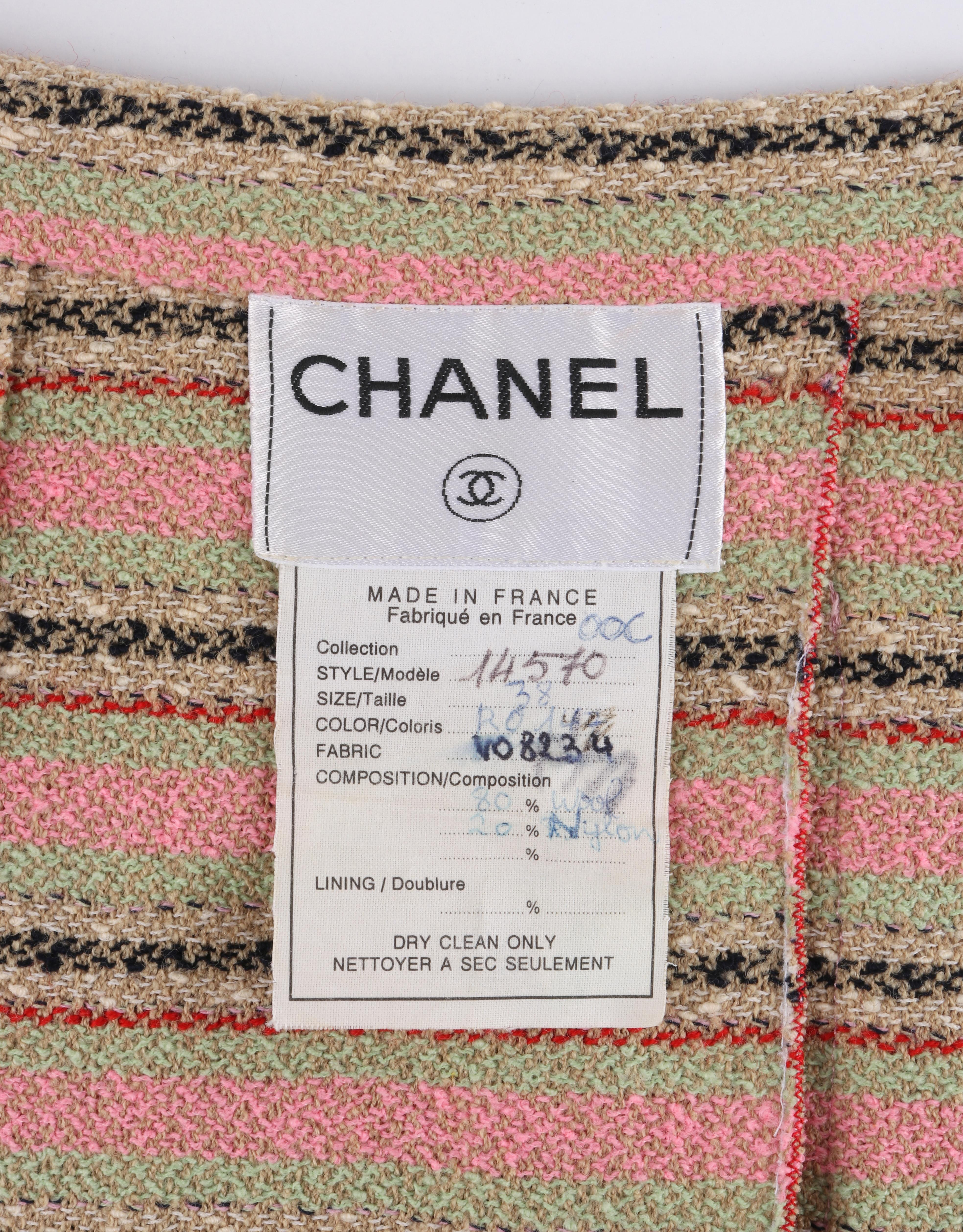 CHANEL Cruise Collection 2000 Multi-Color Stripe Wrap Button Up Skirt  2