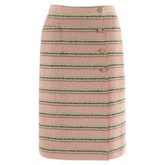 CHANEL Cruise Collection 2000 Multi-Color Stripe Wrap Button Up Skirt 
