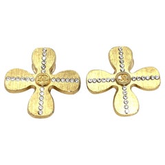 Chanel Cruise Collection 2001 Vintage Logo Clover Earrings