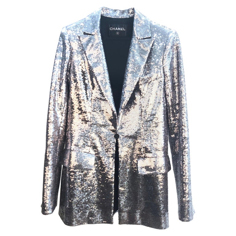 CHANEL Cruise Silver Sequins Jacket at 1stDibs