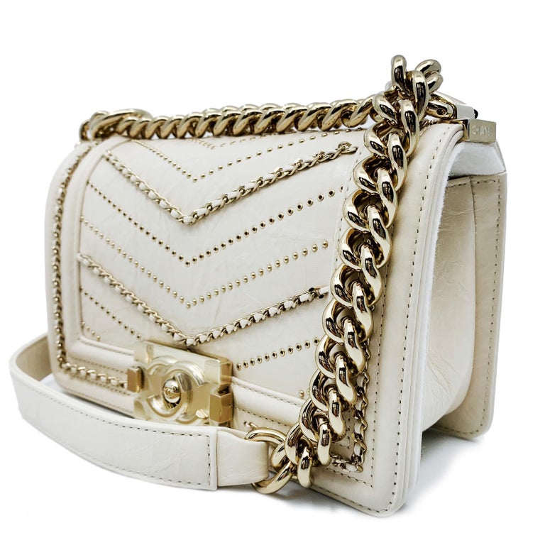 Chanel Crumpled Calfskin Small Boy Bag Ivory 2018 Collection A67085 ...