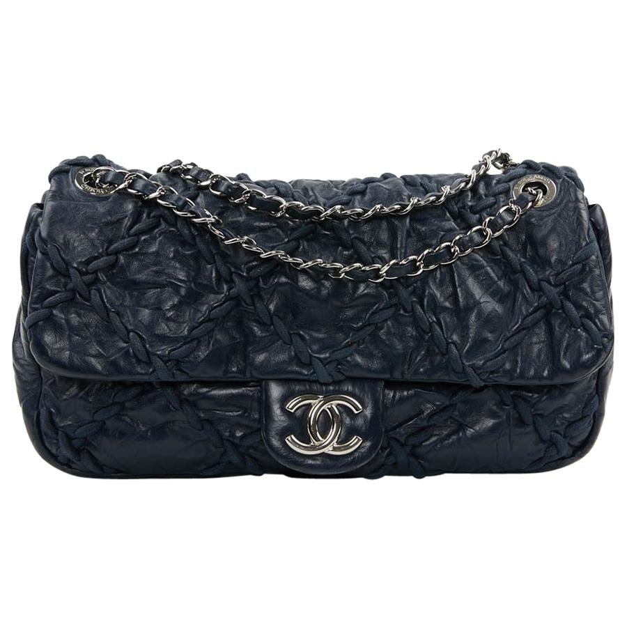 CHANEL Crushed Blue Quilted Lambskin Bag