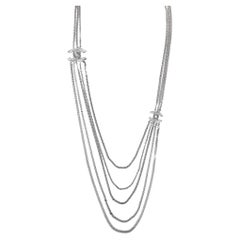 Chanel Crystal Aged Ruthenium Tone Multi Chain CC Twisted Necklace