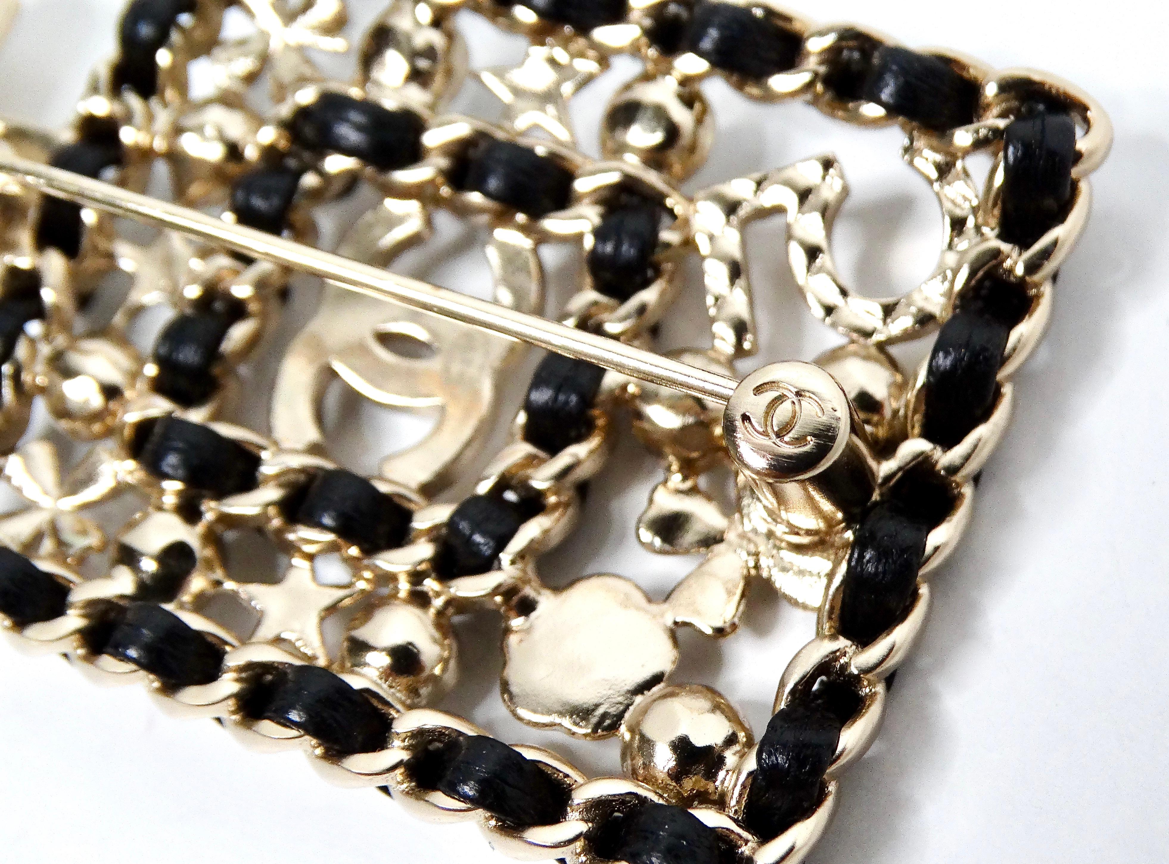 Chanel Broche de cristal de cuero negro estilo botella de perfume nº 5 2020 en venta 1