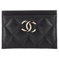 Chanel Crystal CC Card Holder Quilted Caviar