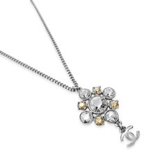 Chanel Lagerfeld Maltese Cross Inspired Champagne Crystal CC Logo Necklace 2010