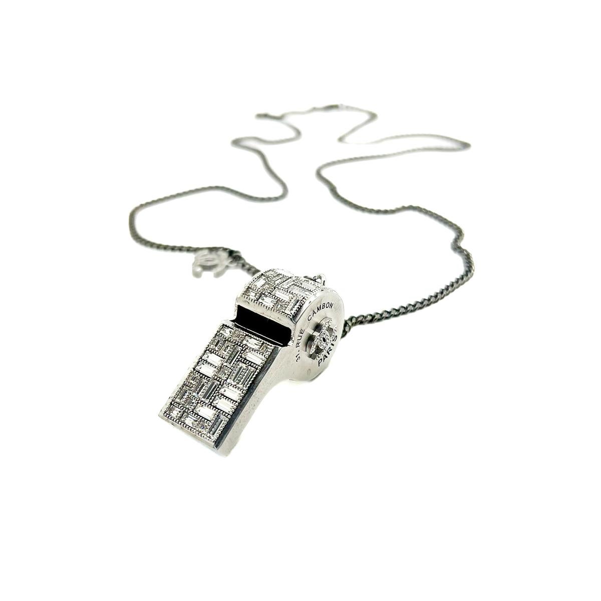 Chanel Crystal CC Logo Whistle Necklace 2015 For Sale 6