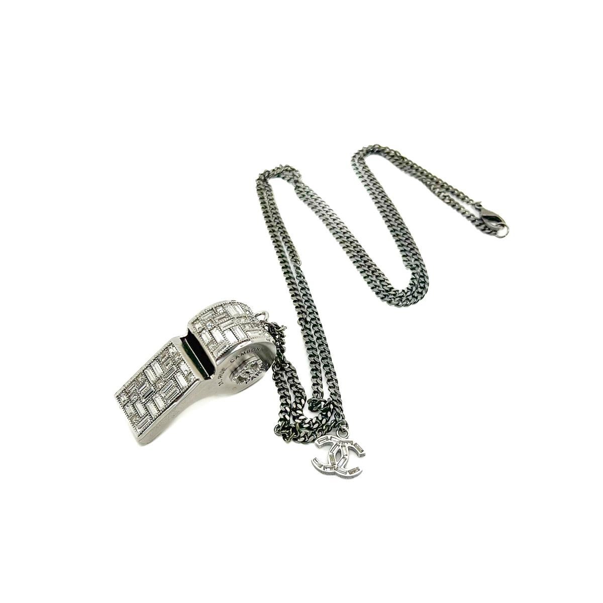Chanel Crystal CC Logo Whistle Necklace 2015 For Sale 7