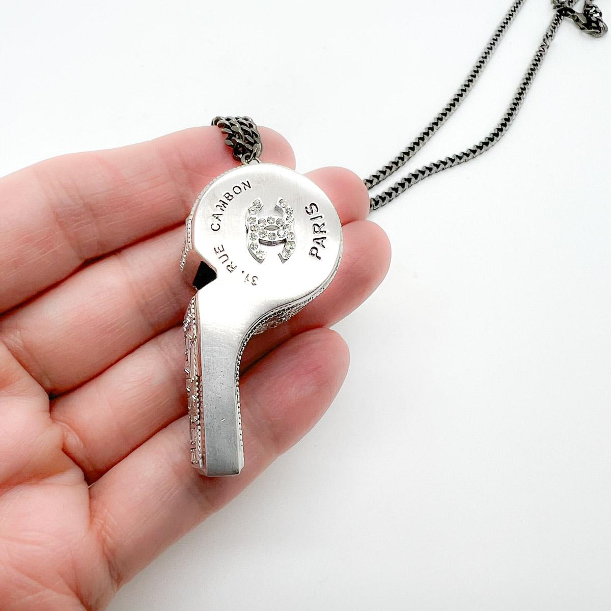 Chanel Crystal CC Logo Whistle Necklace 2015 For Sale 8
