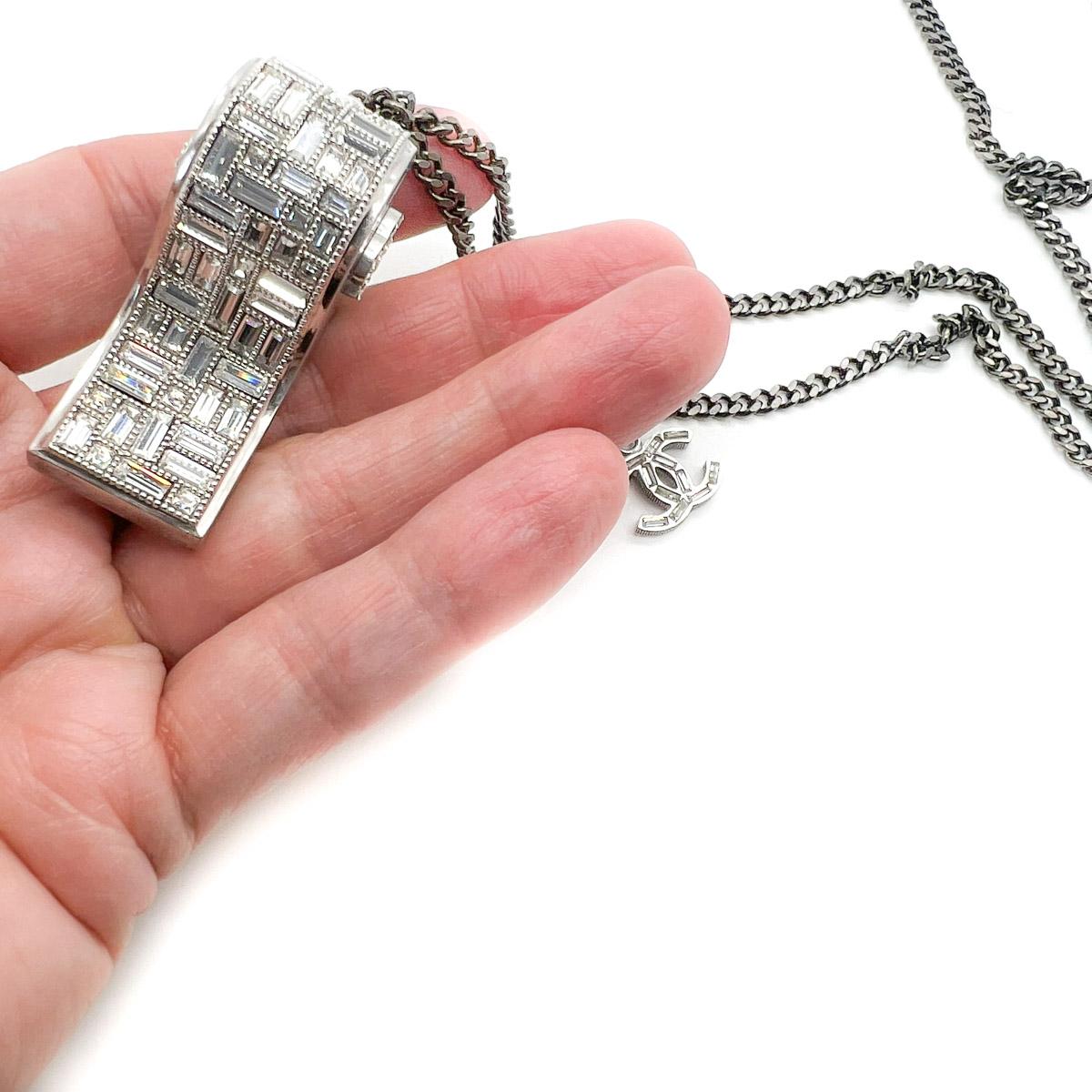 Chanel Crystal CC Logo Whistle Necklace 2015 For Sale 1