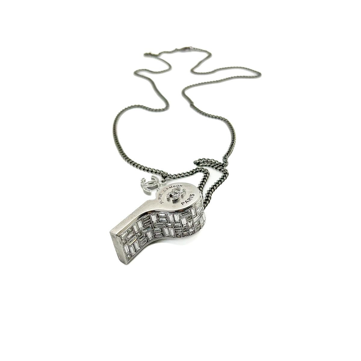 Chanel Crystal CC Logo Whistle Necklace 2015 For Sale 2