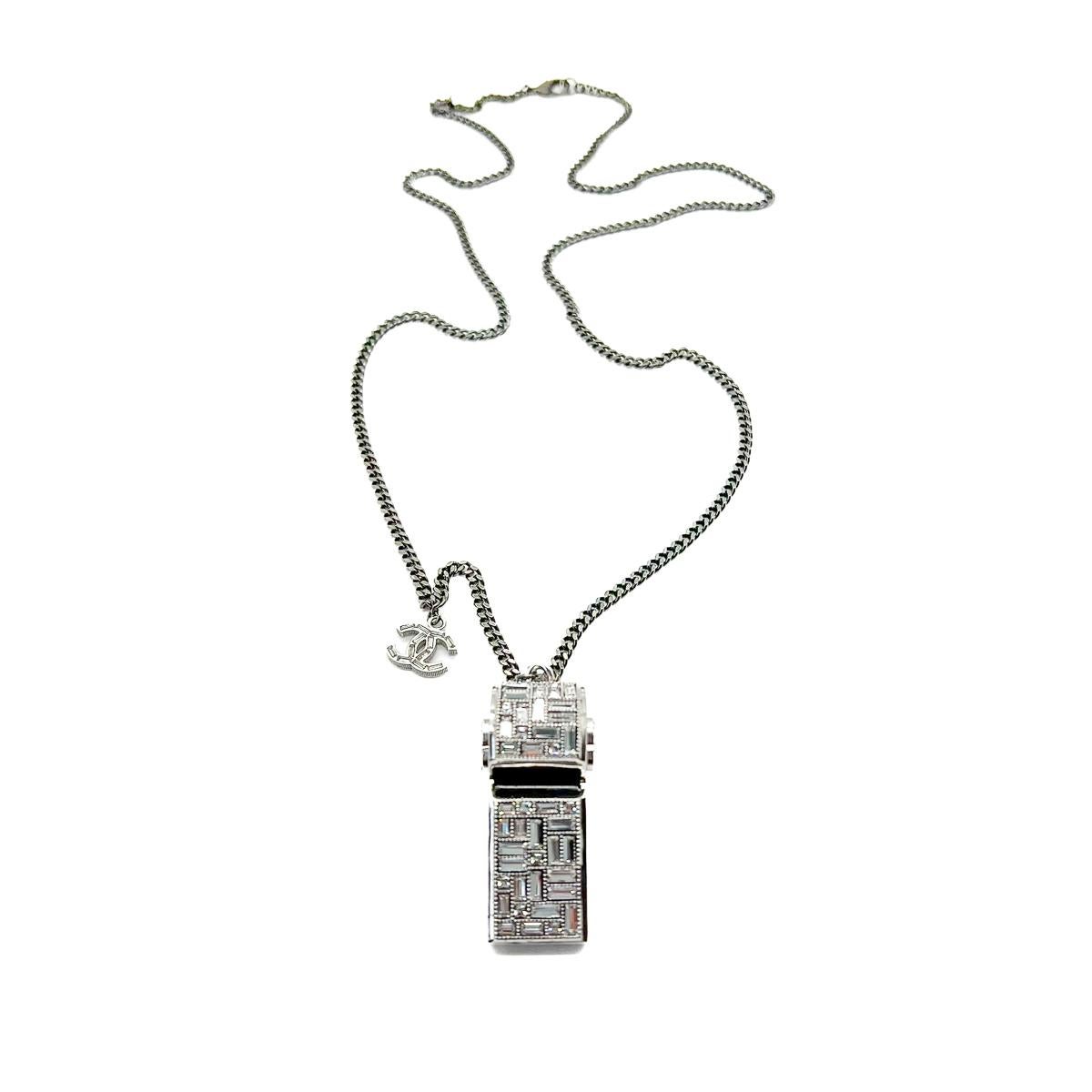 Chanel Crystal CC Logo Whistle Necklace 2015 For Sale 3