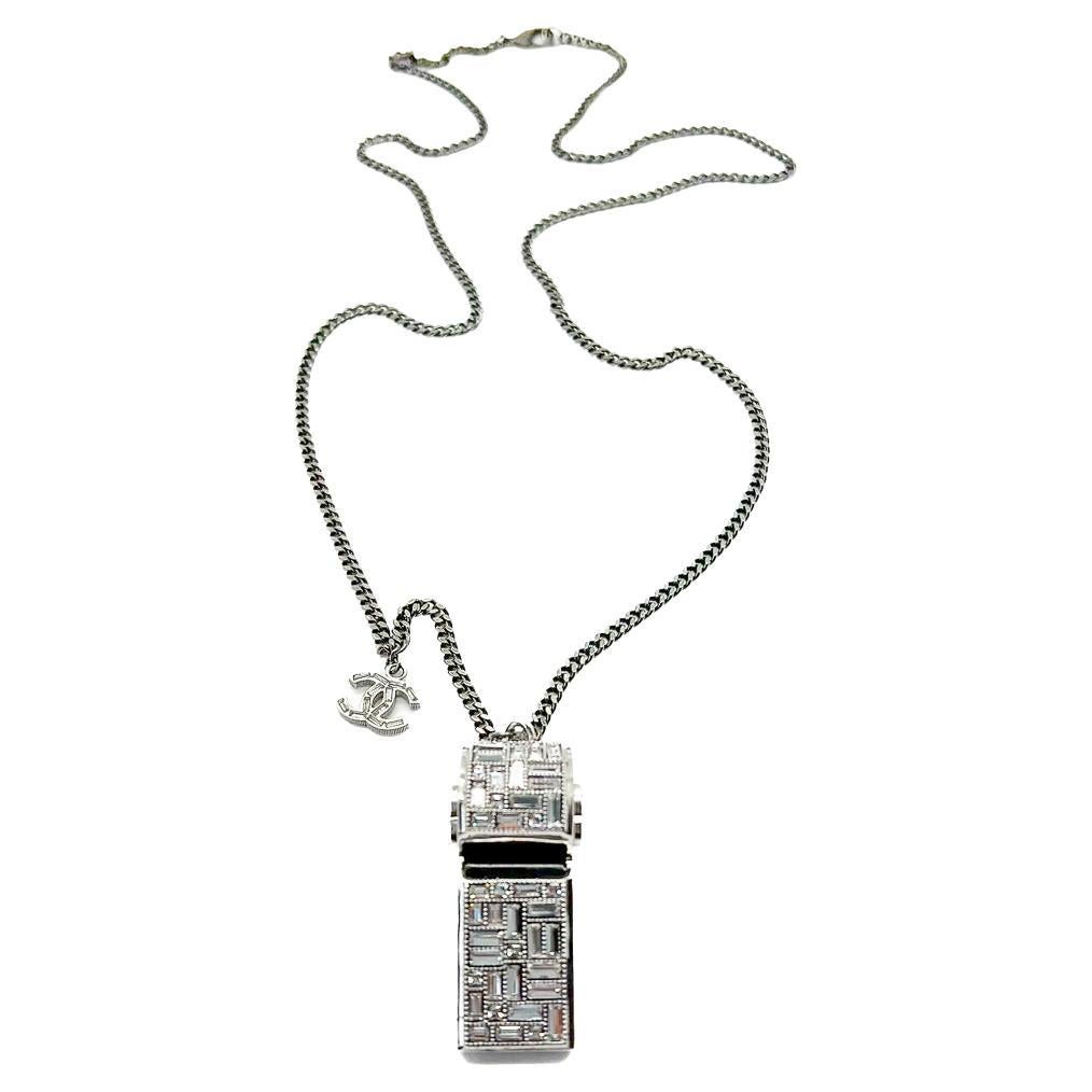 Chanel Crystal CC Logo Whistle Necklace 2015