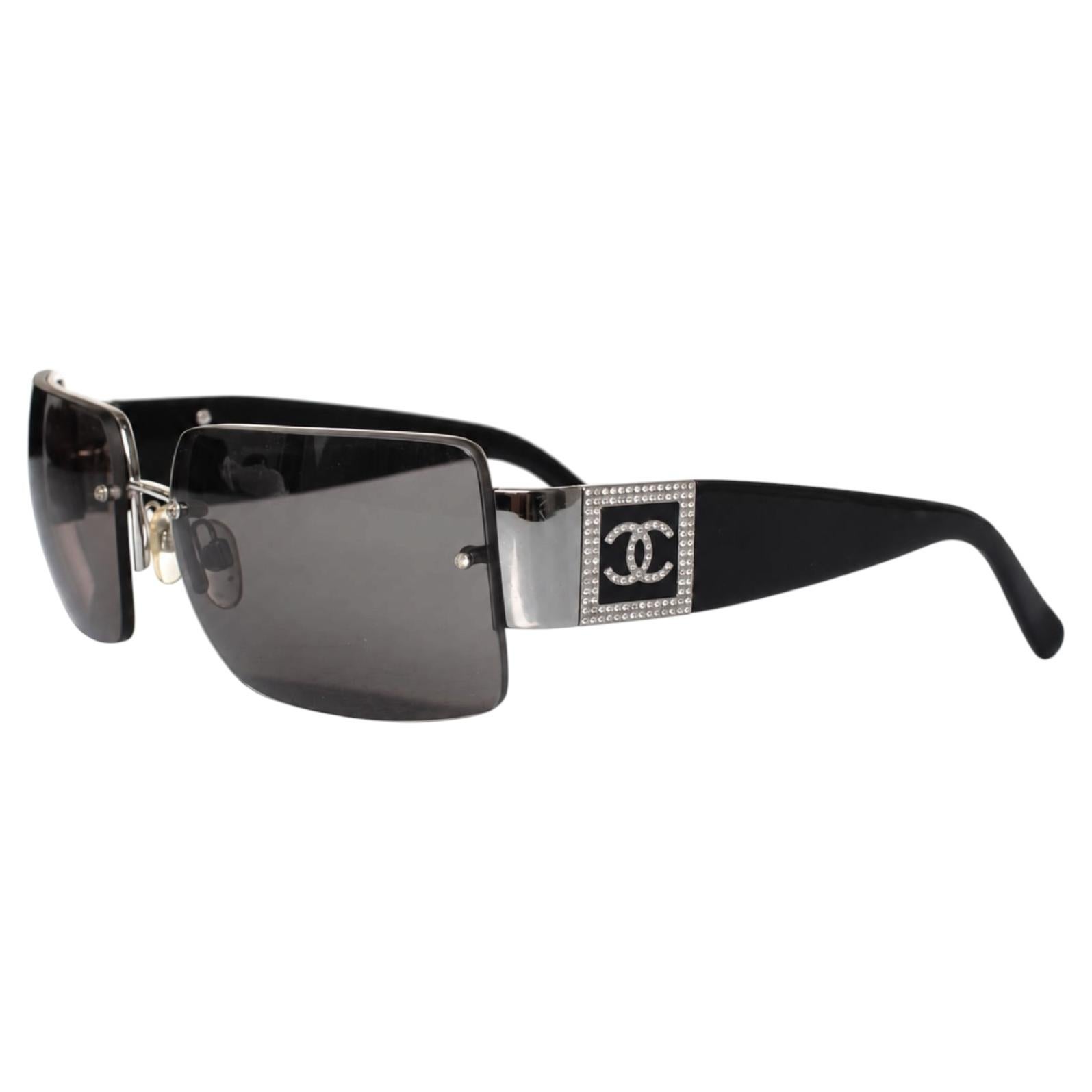 Vintage Chanel 4073B CC Swarovski Crystal Shield Sunglasses For Sale at ...