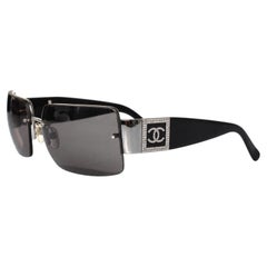 Chanel, Crystal CC rimless logo sunglasses in black