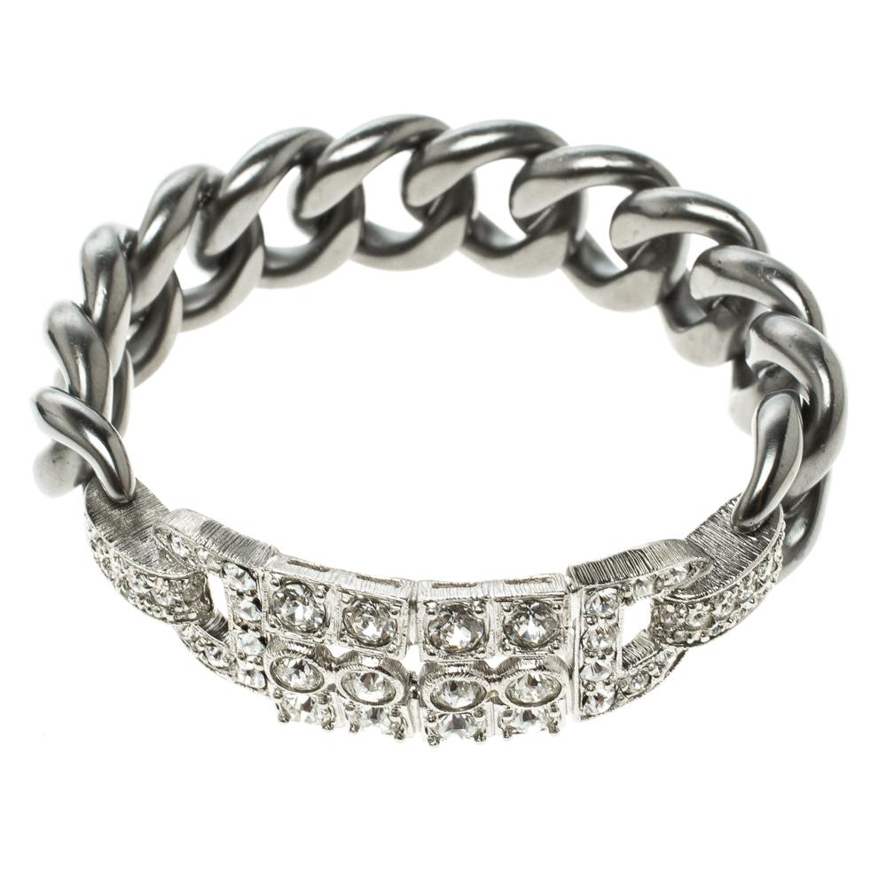 Contemporary Chanel Crystal Chain Link Bracelet