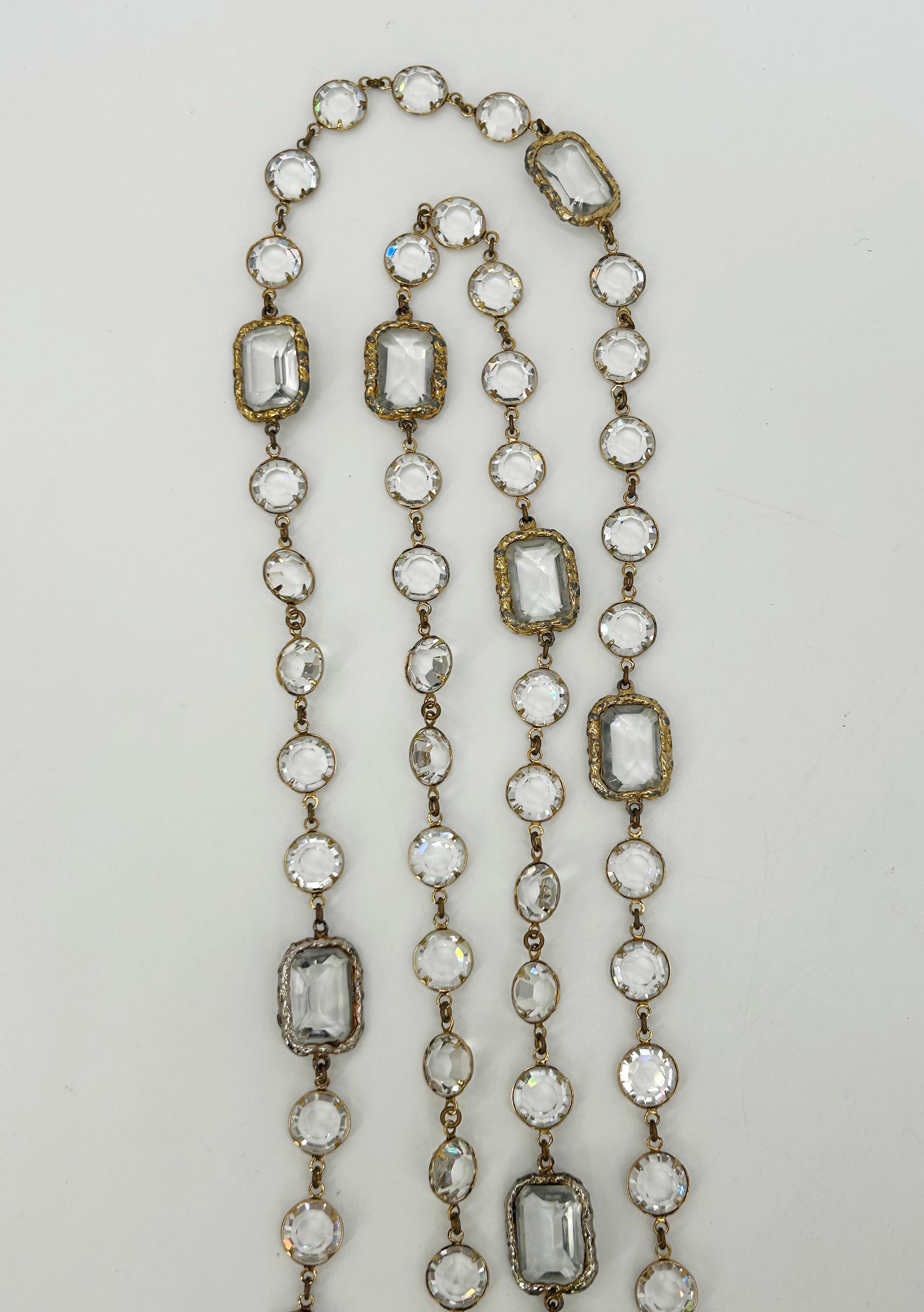 De las mujeres Chanel Cristal Chicklet Sautoir Estación Collar Vintage c1981 en venta