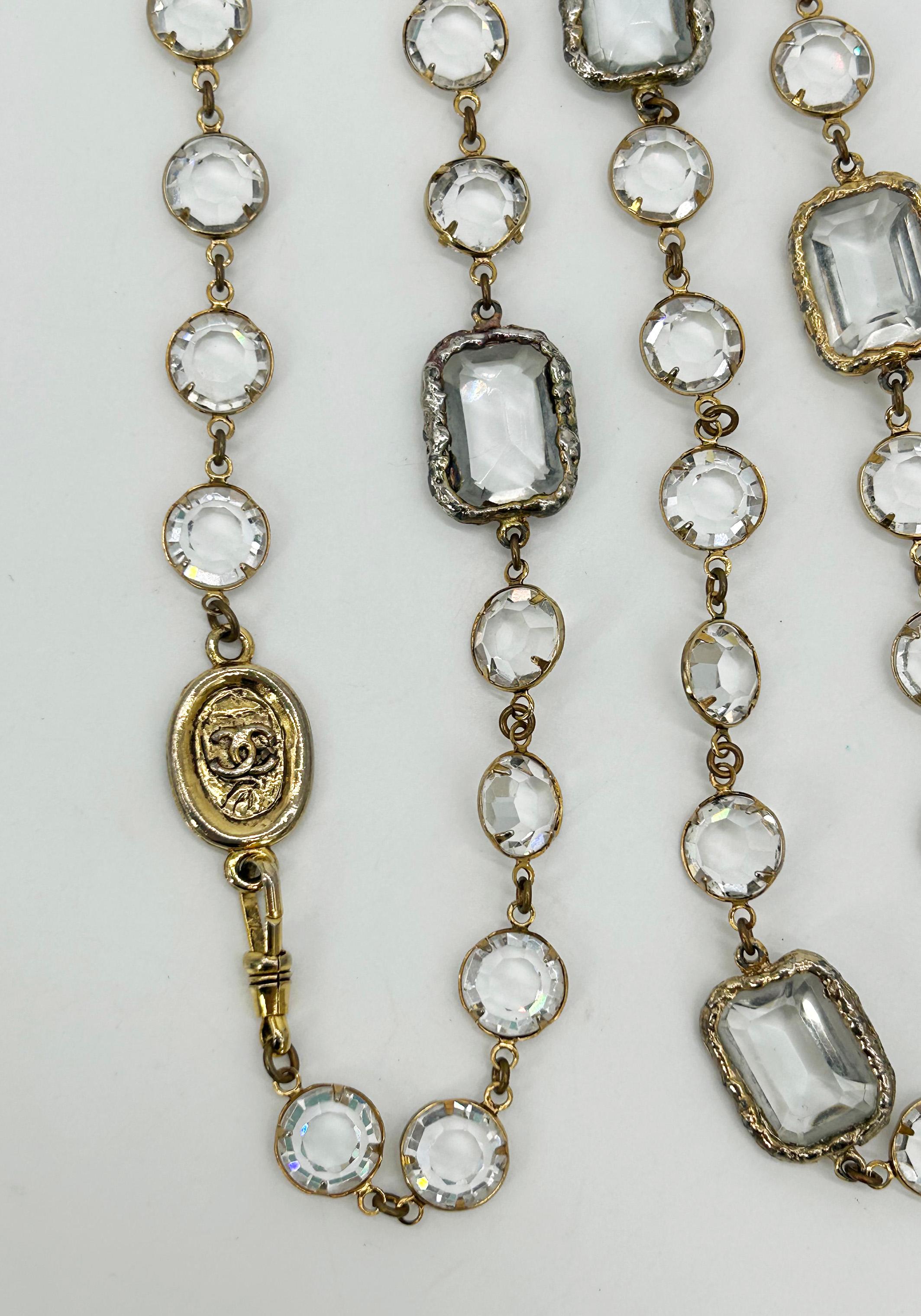 Chanel Cristal Chicklet Sautoir Estación Collar Vintage c1981 en venta 3