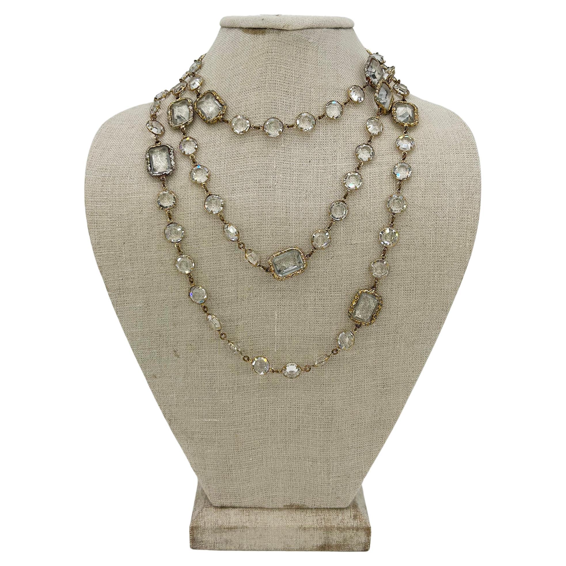 Chanel Cristal Chicklet Sautoir Estación Collar Vintage c1981 en venta