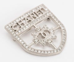 Chanel Crystal Crest Shield Brooch
