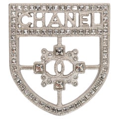 Used Chanel Crystal Crest Shield Brooch