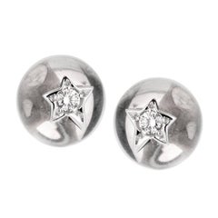 Chanel Crystal Diamond White Gold Stud Earrings