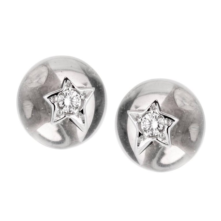 Chanel Crystal Diamond White Gold Stud Earrings For At 1stdibs Chanel Crystal Diamond White Gold Stud Earrings For