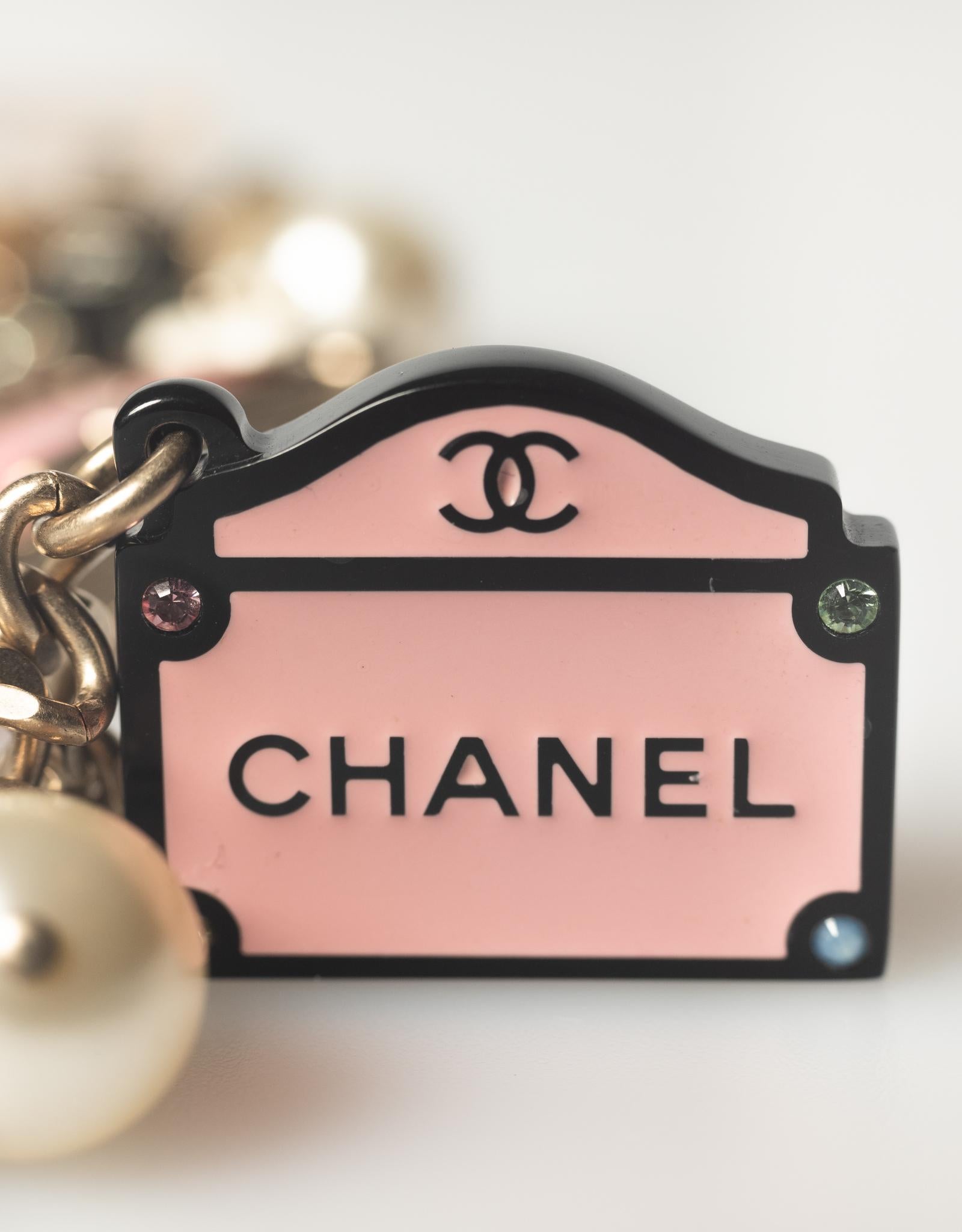 Chanel Crystal & Faux Pearl Paris Souvenirs Charm Bracelet 1