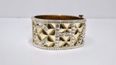 Chanel Crystal Gold Logo Cuff Bracelet
